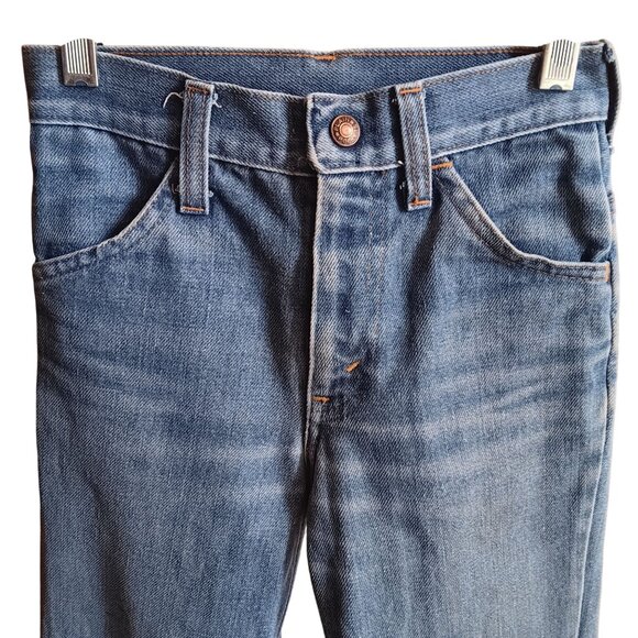 Boys 9 Slim 22x24 Vintage 70's Flare Plain Pockets Flared Denim Jeans Distressed - Picture 4 of 10